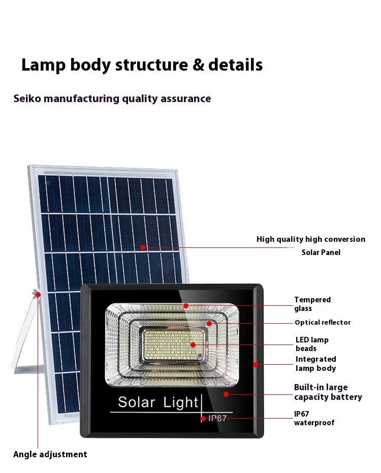300W Solar Flood Light Waterproof IP67for Indoor Outdoor Use for Garden Warehouse Household Plastic Glass Solar for Roads