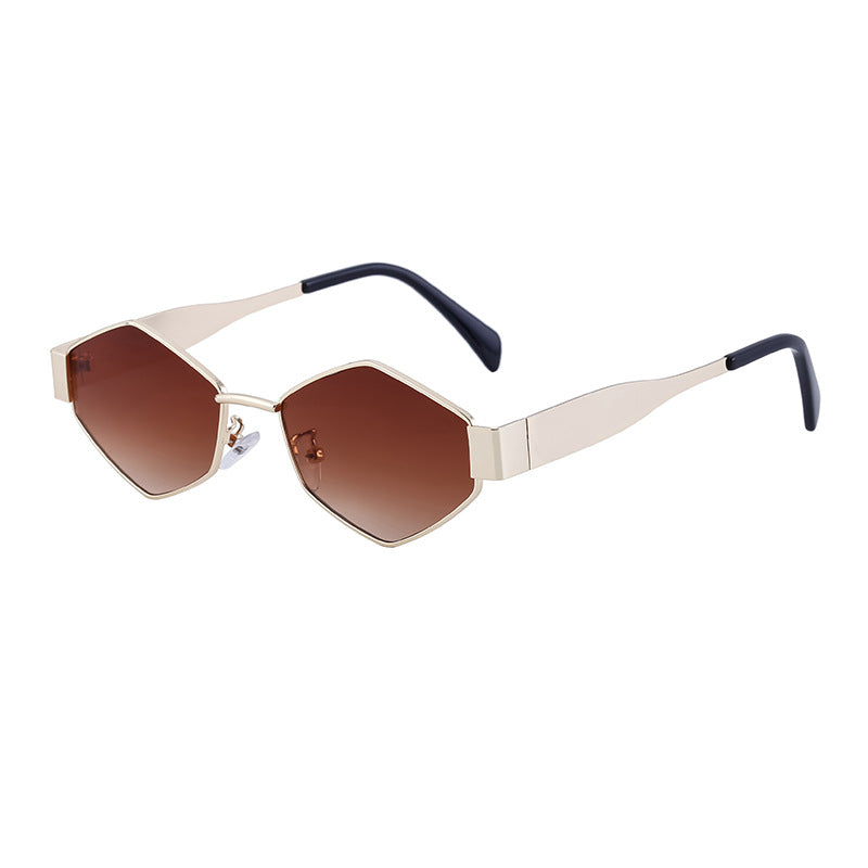 European and American Fashion Irregular Metal Sunglasses for Women Trendy Personality Wide Temple Sunglasses Wholesale sunglass