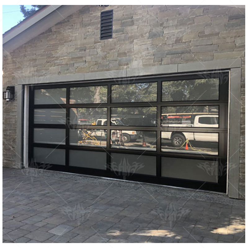 Electric Modern clear Glass Garage Door With Motor Overhead Garage Door Aluminum Alloy Glass Garage Door