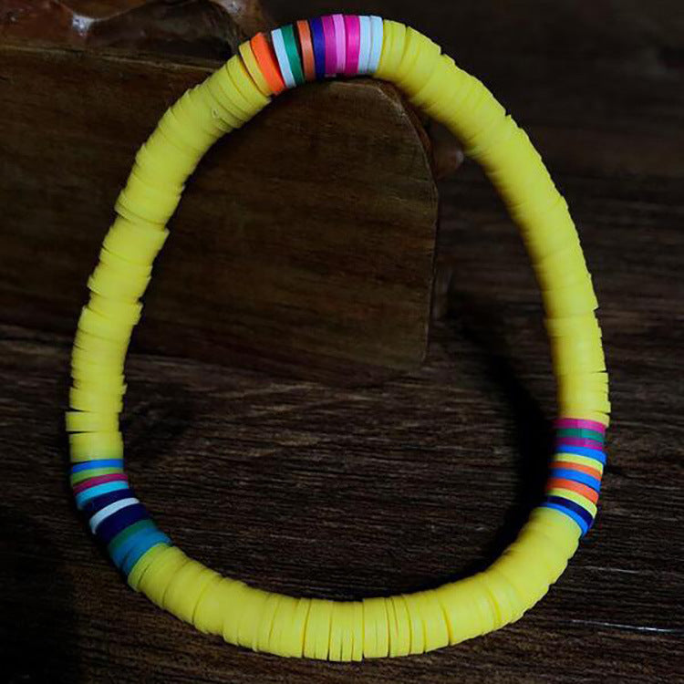 European and American Bohemian Soft Clay Bracelet Beach Party6mm Colorful Bracelet Ladies Elastic Rope Soft Clay Bracelet