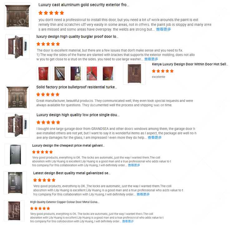 Customized Home Front Exterior Main Entry Steel Security Doors for House