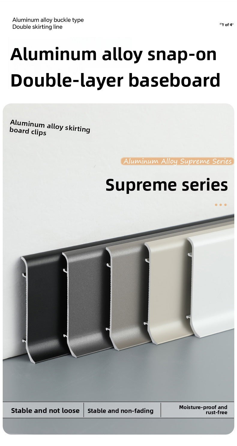 Aluminum alloy skirting board, ultra-thin cream-style baseboard decorative line, curved light-luxury metal snap-on skirting board