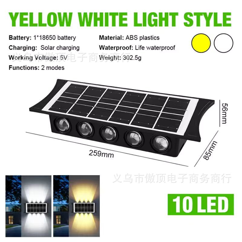 Solar wall light outdoor wall washer light with up and down illumination RGB Courtyard Decoration Waterproof Landscape Light LED Spotlight