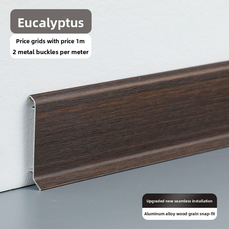 Thickened aluminum alloy skirting board, snap-on metal baseboard, self-adhesive, seamless, stainless steel skirting board for home use