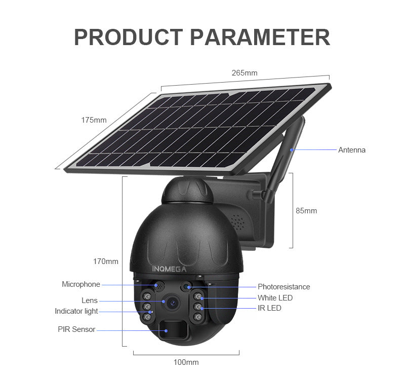 4G Solar-powered HD Camera3MP Full Color Night Vision Surveillance Wireless WiFi Solar-Powered Smart Dome Camera