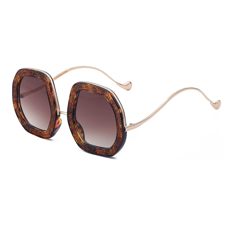 European and American Style Women's Sunglasses with Rhinestones, Irregular Polygonal Large Frame Sunglasses, Trendy High-End Glasses Wholesale
