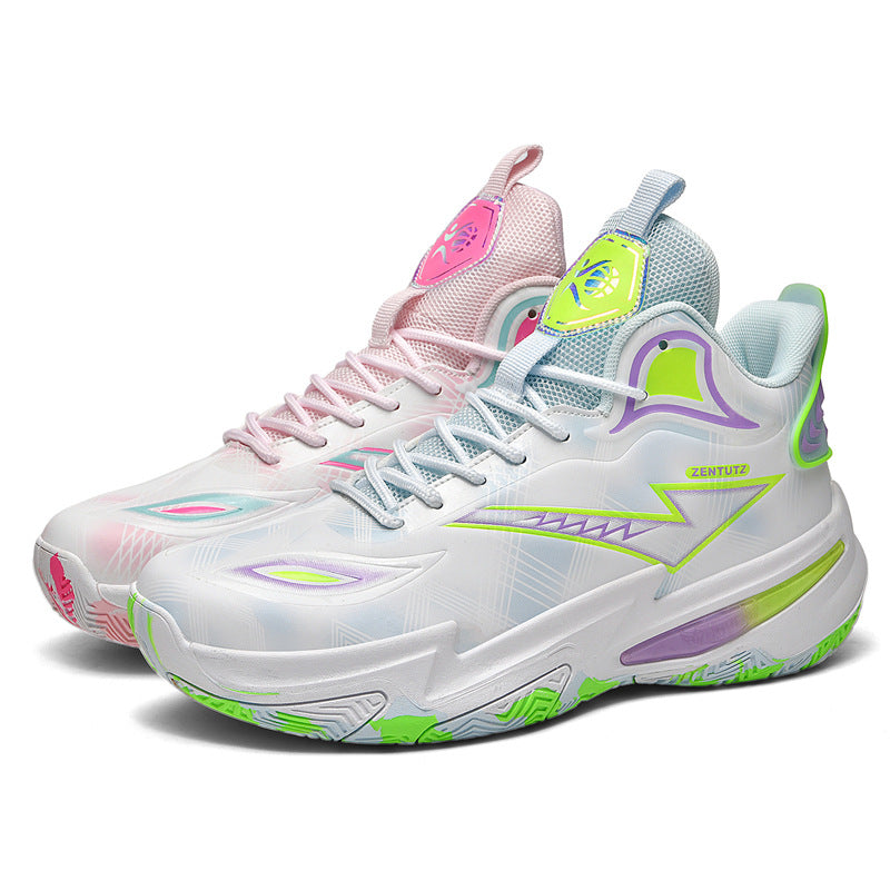 Professional Basketball Shoes for Men, Autumn Non-Slip Wear-Resistant Sports Shoes, Youth Junior High School Specialized Practical Sneakers, Mandarin Duck Color
