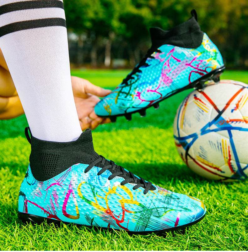 Youth Football Shoes Men and Women Long Spikes Adult Professional Sports Training Shoes Artificial Grass Non-Slip Wear-Resistant Competition Shoes