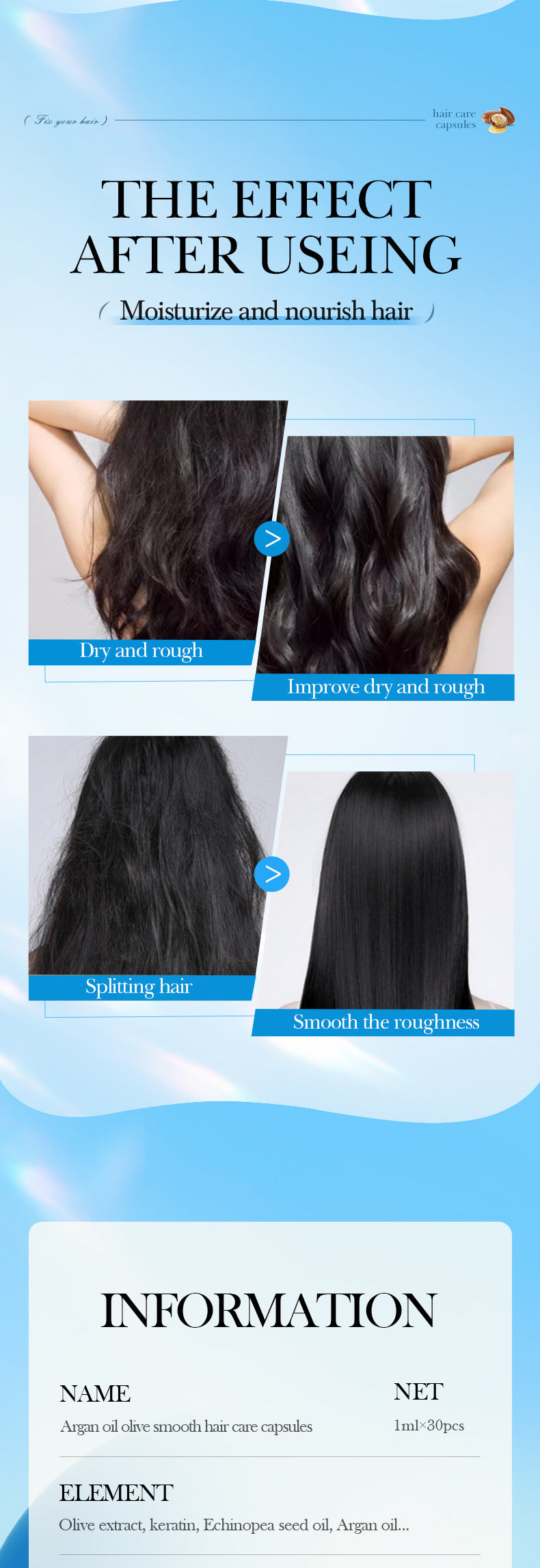 Nut Oil Hair Care Capsules SADOER Improve Frizz Essential Oil Capsule Conditioner  Wholesale