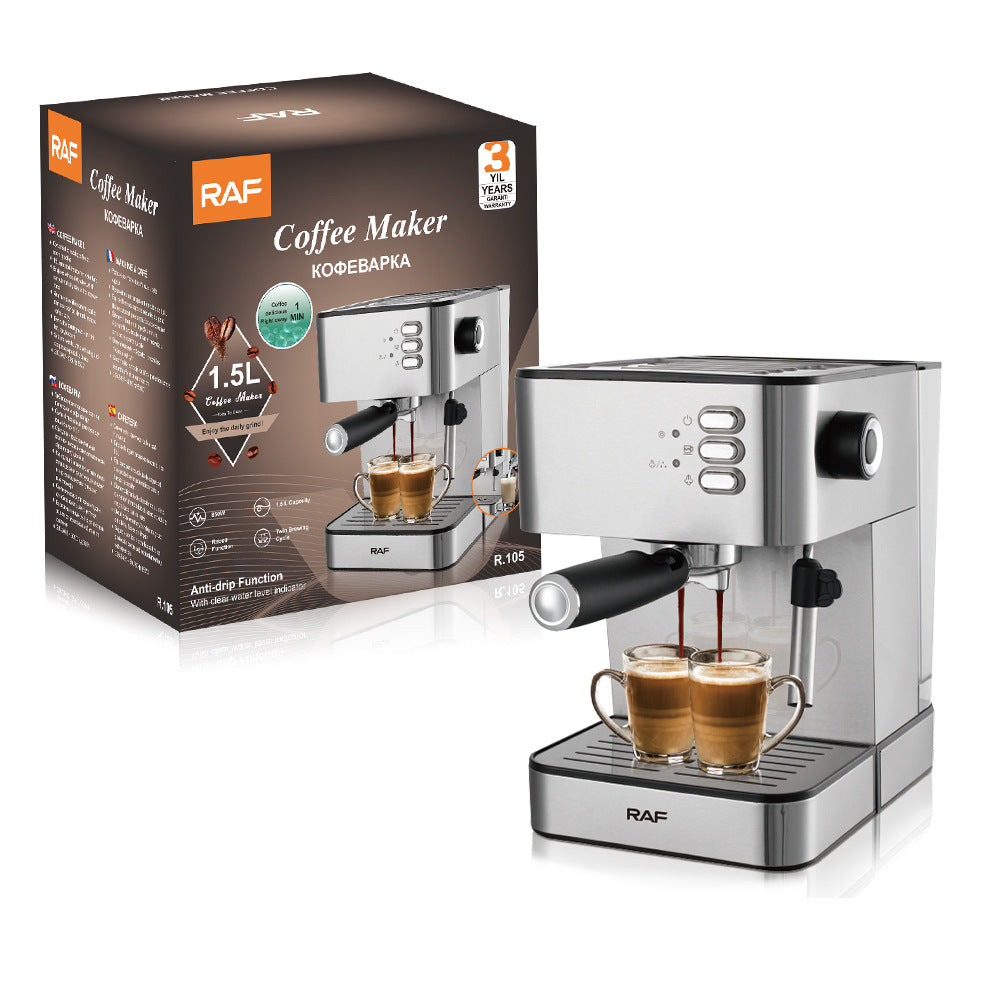 RAF Coffee Machine Household EU Plug Small Italian Semi-automatic Steam Milk Frother Integrated Coffee Pot