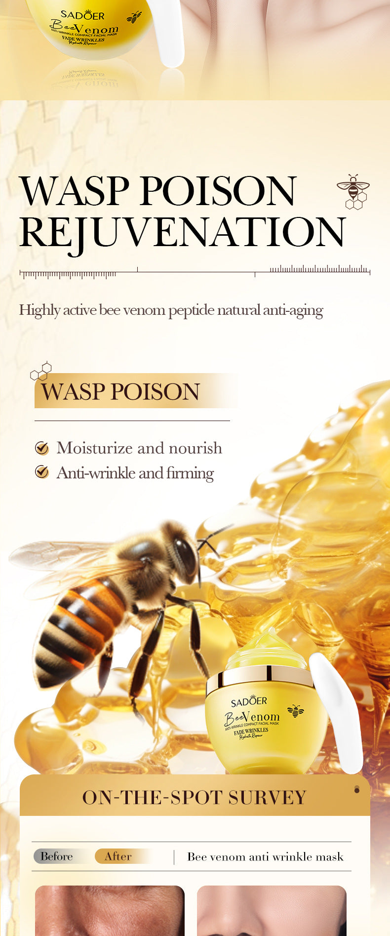 Bee Venom Firming Mask SADOER Anti-wrinkle moisturizing cream cross-border foreign trade wholesale