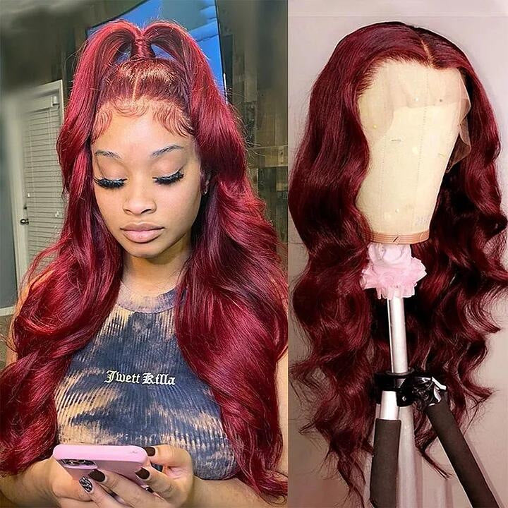 99J Front Lace Wig Big Waves Full Head Daily Women Long Curly Hair High Temperature Fiber Synthetic Wig Air Bangs