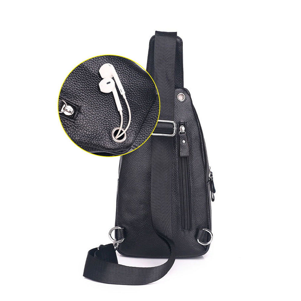 Anti-theft Bag Men's Genuine Leather Chest Bag High-end Security Password Lock Travel Outdoor Crossbody Small Backpack Men's Shoulder Bag