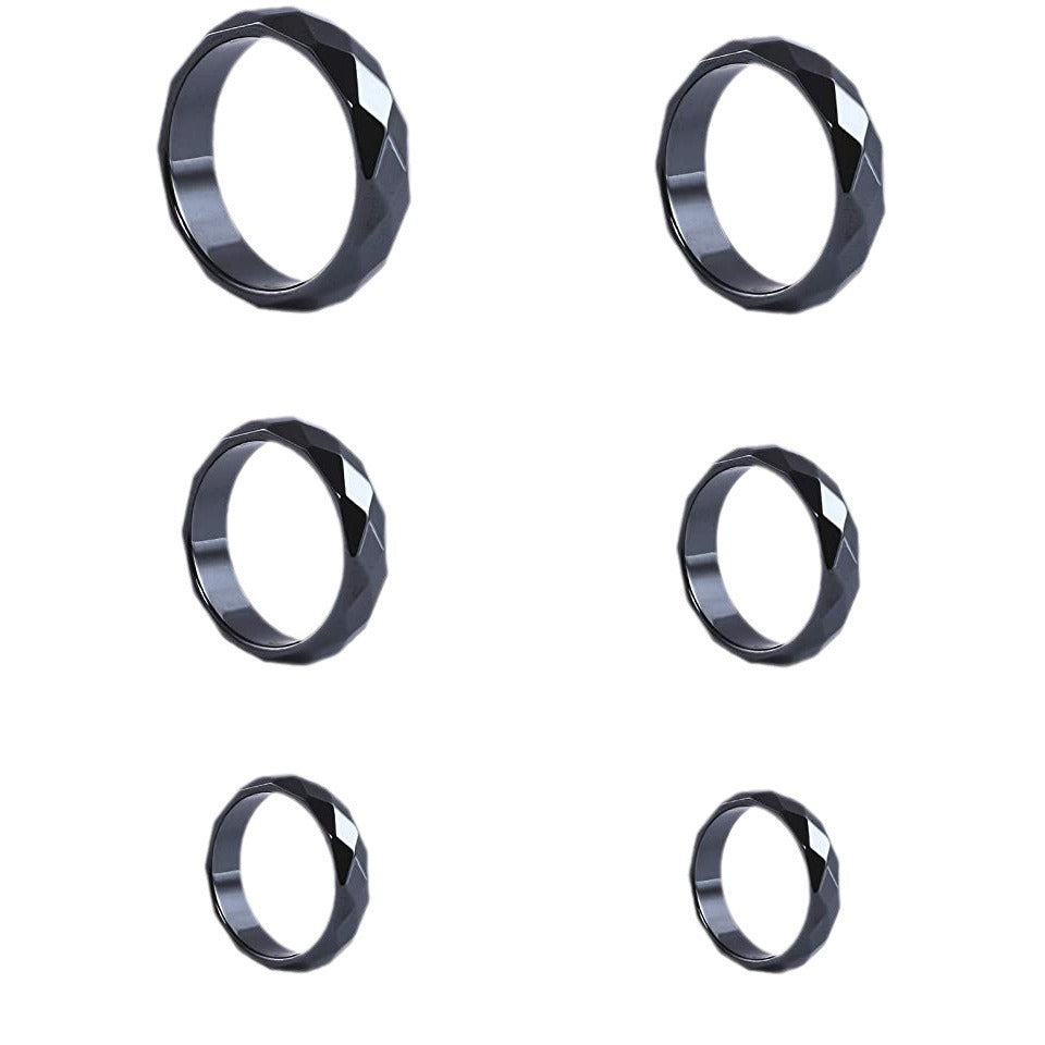 Hematite Ring Unisex6T Flat Ring Street Stall Wholesale Small Gift Simple Couple Rings