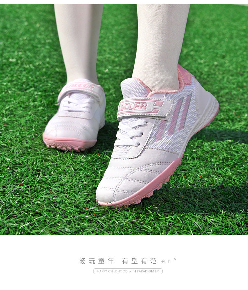 New football shoes for men and women with Velcro for children TF Broken Nail Style Youth Student Grassland Flat Training Shoes