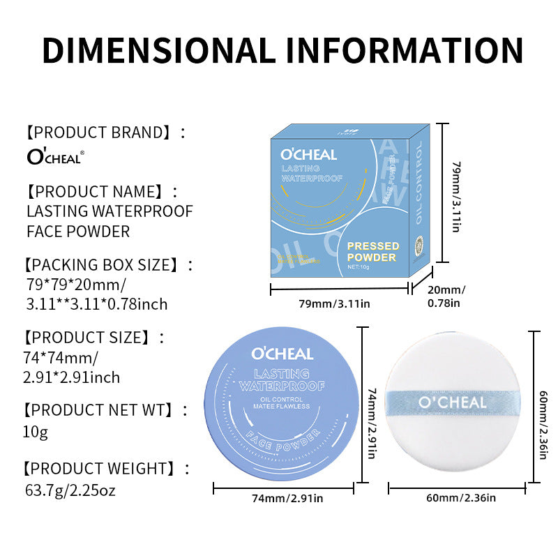 OCHEAL Ouqianya Oil Control Powder Long-lasting Waterproof Matte Setting Powder10g Packaging