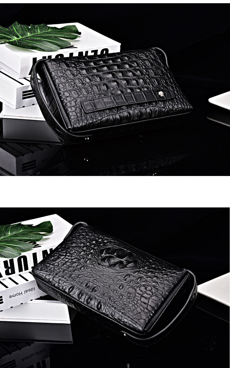Wholesale New Men's Clutch Genuine Leather Men's Crocodile Pattern Clutch Men's Simple Anti-theft