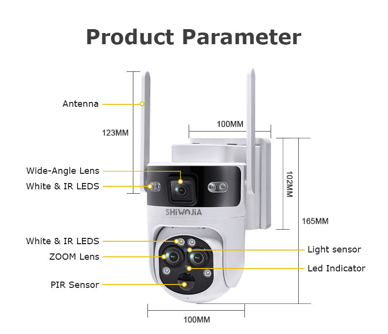 New three-eye waterproof solar camera15Times6MP High Definition Wireless Multi-zone Surveillance Gun Ball Machine