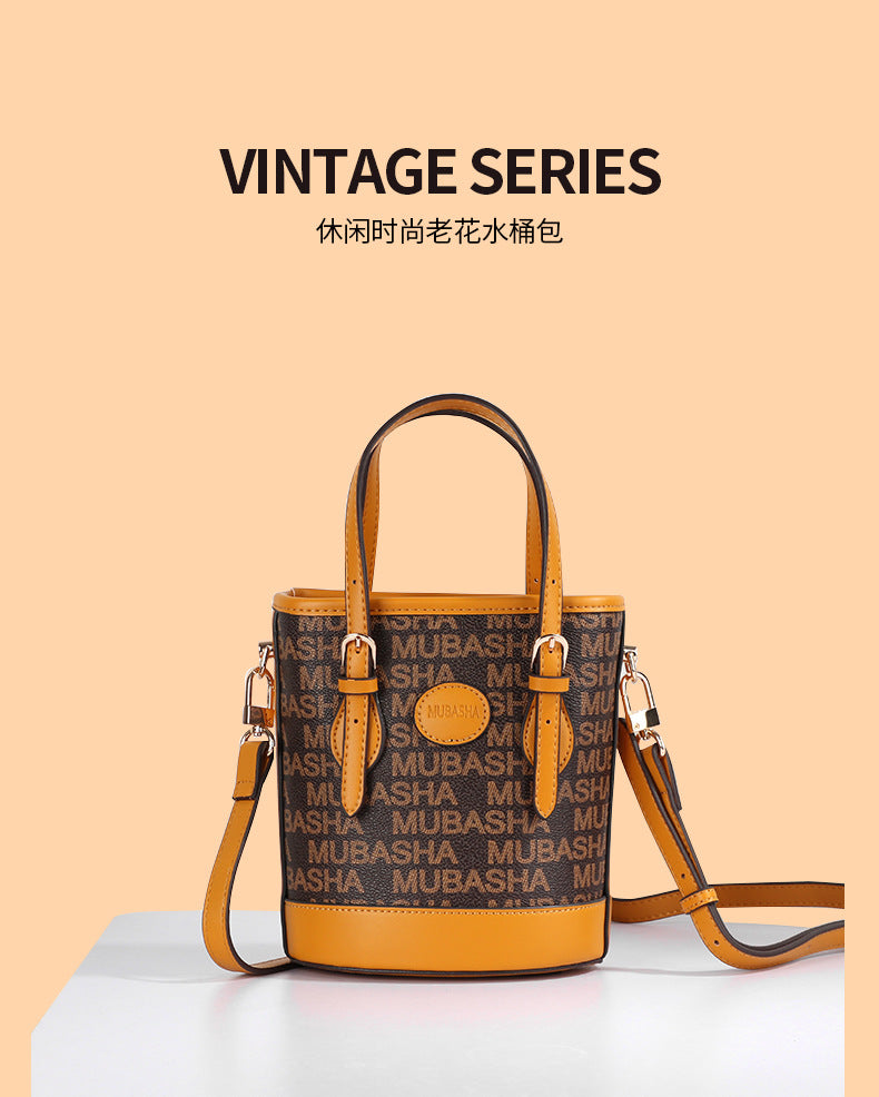 Women's Bag New Trendy Fashion Casual Vintage Bucket Bag Retro Handbag Unique Stylish Crossbody Bag