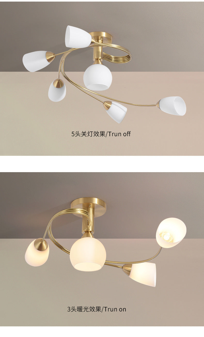 All-Copper Small Living Room Lamp Nordic Light Luxury Dining Room Copper Lamp Post-Modern Personality Creative Molecular Lamp Study Bedroom Lighting