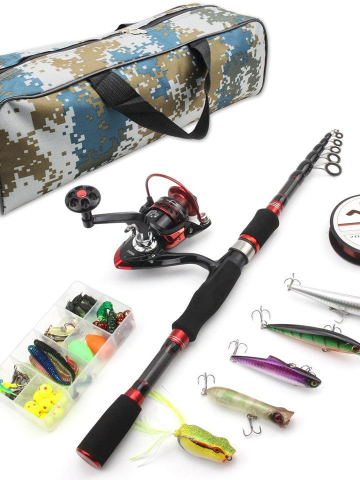 Wholesale Retractable Lure Rod Set Straight Handle Lure Spinning Reel Lure Bait Combination European and American Popular Fishing Gear
