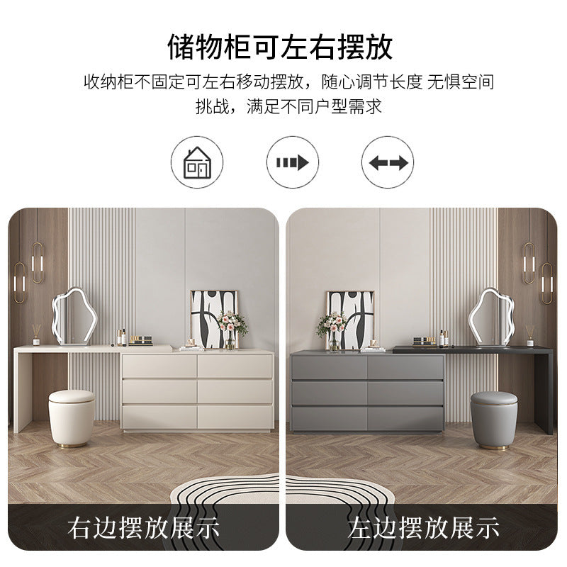 Custom Light Luxury Dressing Table Bedroom Small Apartment Modern Simple Skin Feel Gray Makeup Table Integrated Cabinet Makeup Desk Minimalist