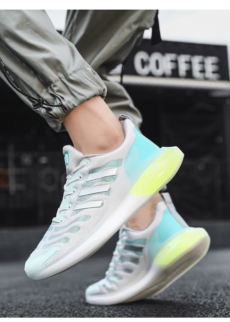 New Outdoor Running Shoes for Men, Soft Sole, Shock Absorption, Real Popcorn Casual Shoes, Breathable Ice Silk Mesh Sports Shoes