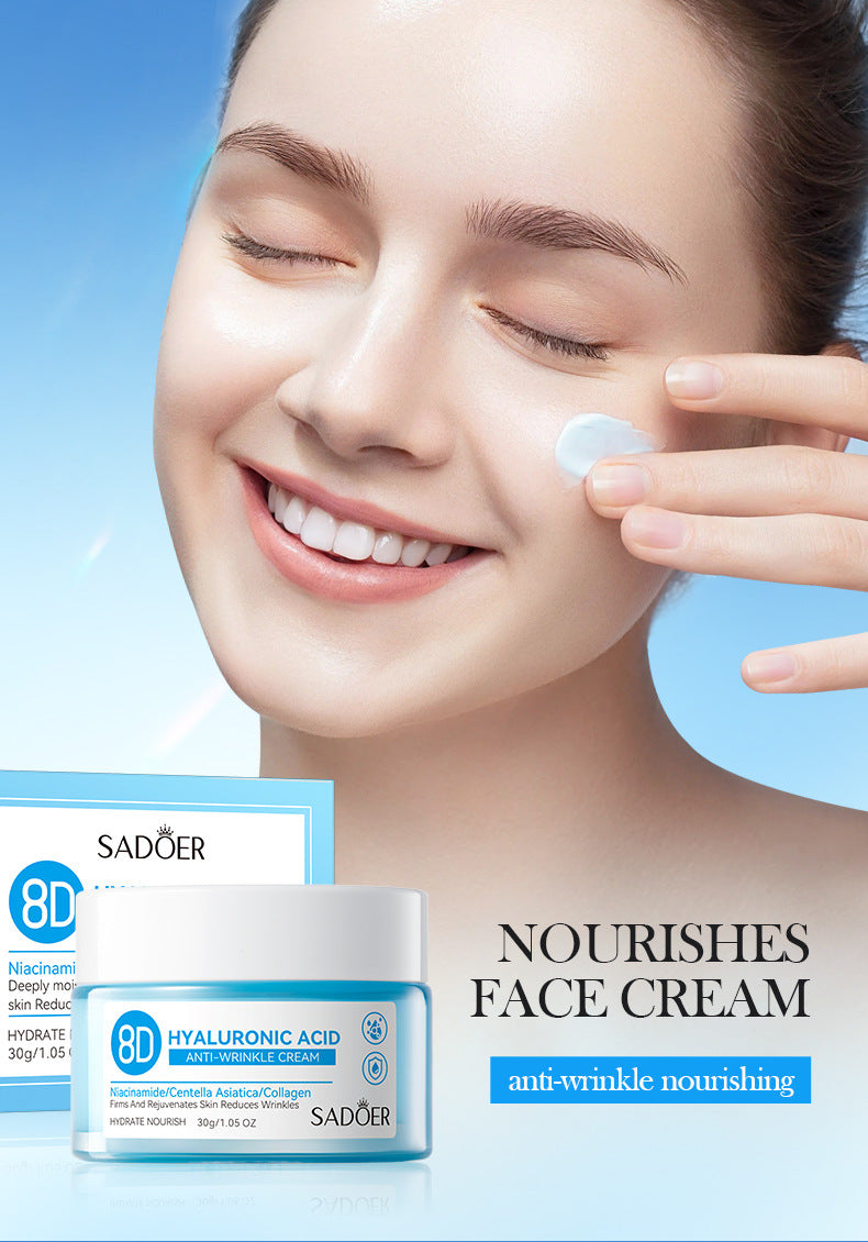 Hyaluronic Acid Face Cream SADOER8D Anti-wrinkle Hydrating Nourishing Face Cream Moisturizing and Rejuvenating  Foreign Trade Wholesale