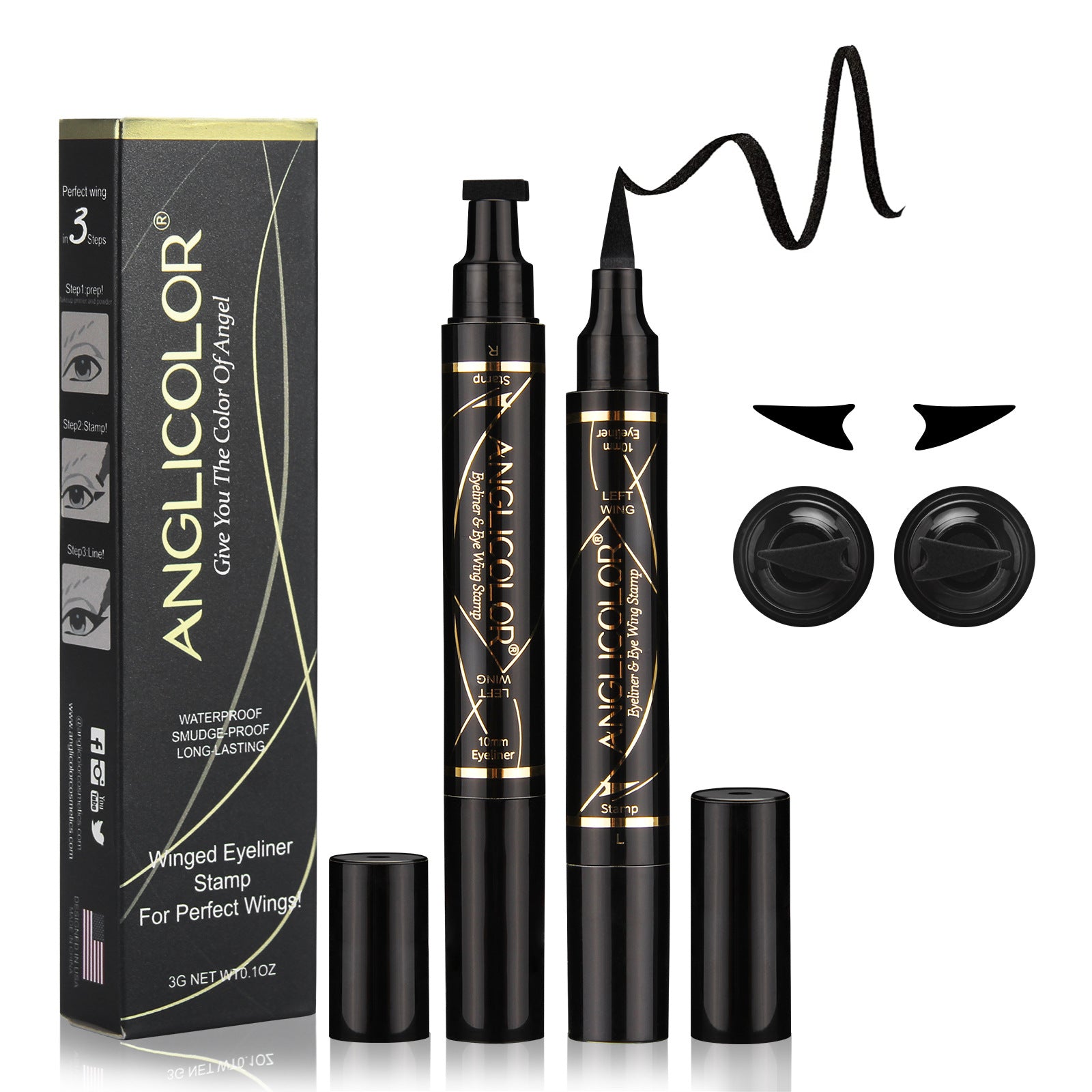 Double-ended Stamp Eyeliner Pen Waterproof Non-Smudge Pattern Stamp Eyeliner Pen Makeup Wholesale