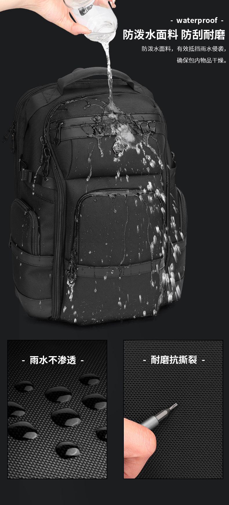 Business Backpack Men's Large Capacity Waterproof Computer Bag Multifunctional commuter backpack with a simple and sophisticated feel