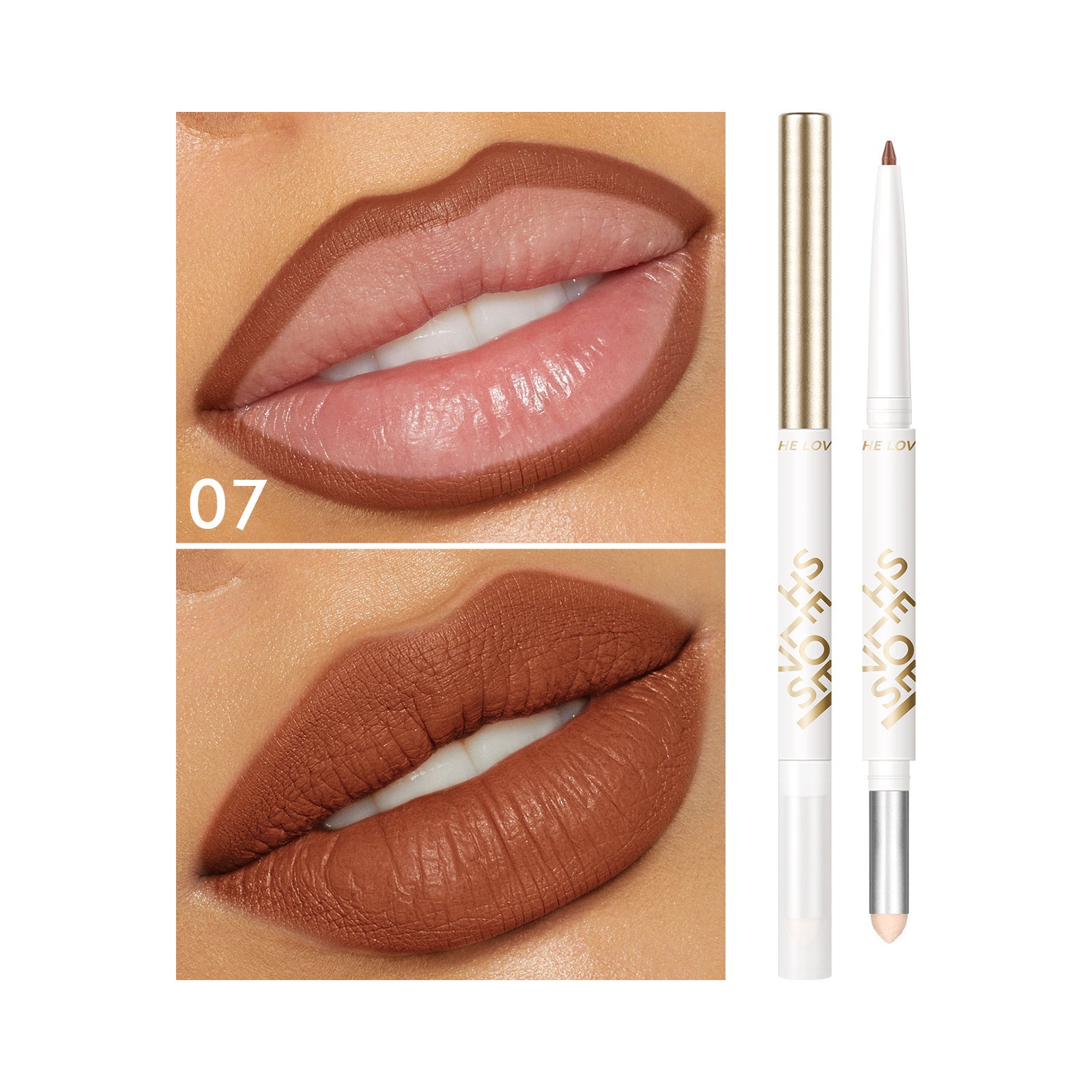 Dual-ended Lip Liner Pencil European and American Matte Non-Stick Cup Lipstick Lip Liner Small Batch Wholesale