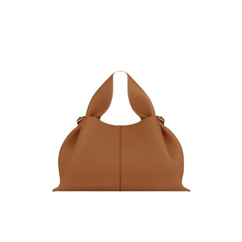 pole Cloud Handbag Genuine Leather Light Luxury French Niche Versatile Dumpling Bag European and American Retro High-Quality Texture Crossbody Bag