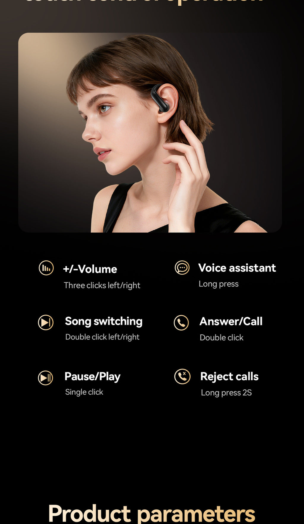 2025New M145Bluetooth ear-hook headphones with digital display OWS In-ear ultra-long battery life earphones private model