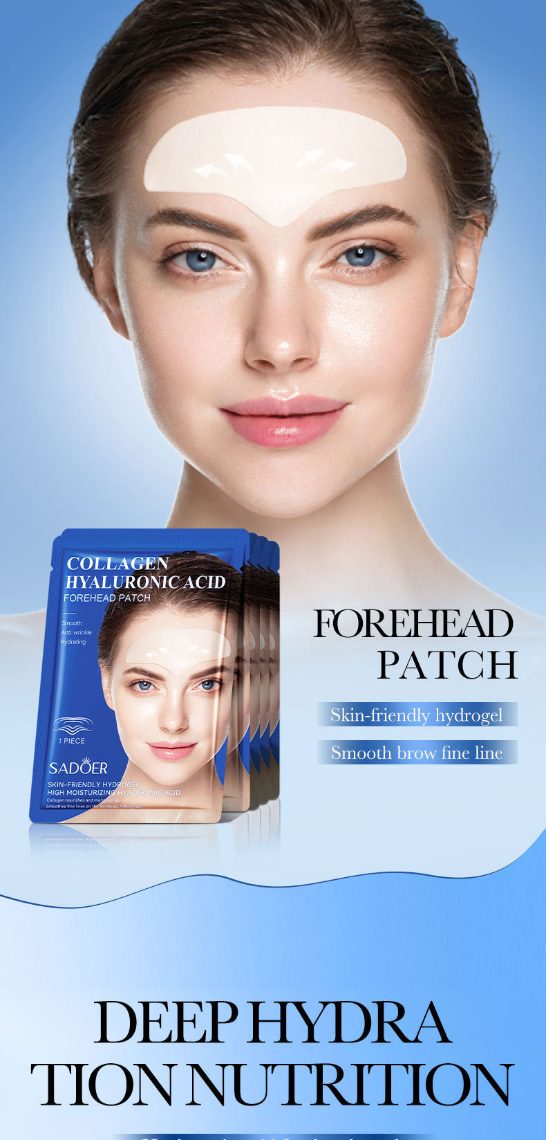 Hyaluronic Acid Forehead Patch SADOER Collagen Firming Improves Forehead Wrinkles  Wholesale