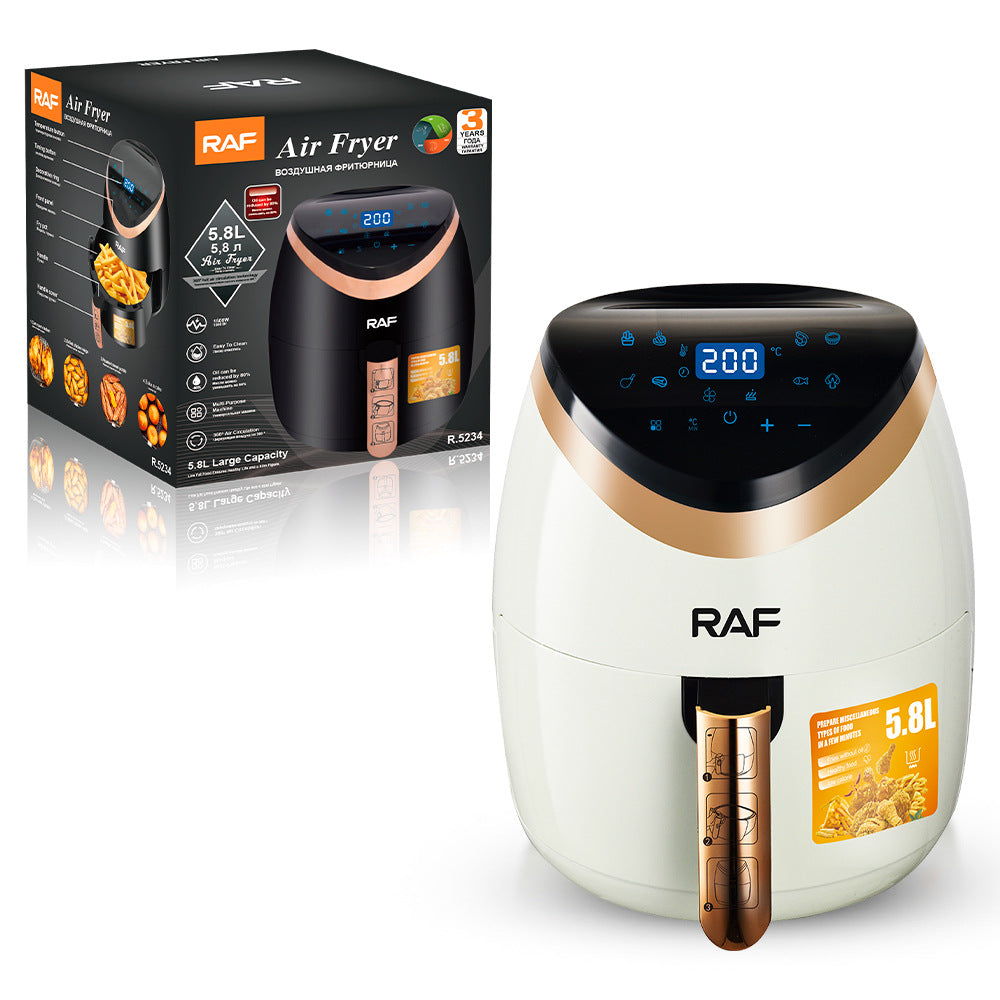 RAF European Standard Smart Touch Air Fryer5.8L Large capacity household fully automatic intelligent multifunctional