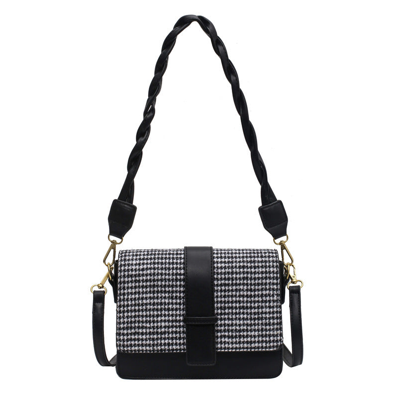 Trolis Houndstooth Bag for Women2024New Trendy Korean Version Niche Versatile Single Shoulder Crossbody Fashion Small Square Bag