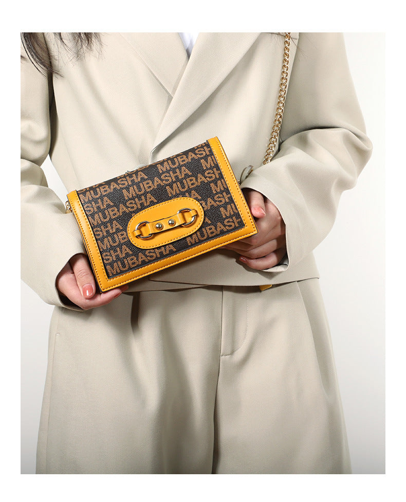 New Trendy Fashion Classic Retro Old Pattern Small Square Bag Personality Shoulder Bag Stylish Chain Crossbody Bag