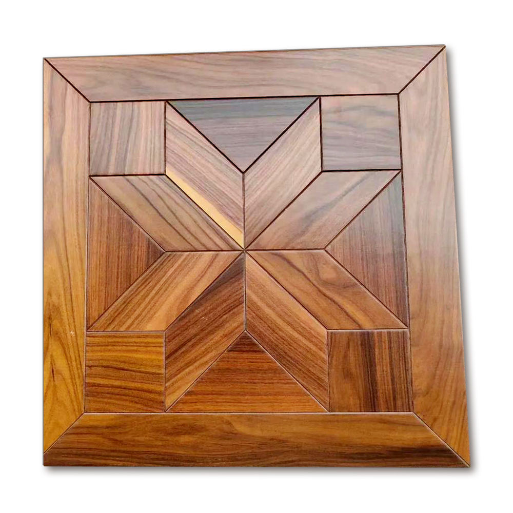 12mm Custom Square Rosewood Parquet Flooring | Engineered Hardwood Panels Deep Grain Texture Click Lock for Home Hotel Outdoor