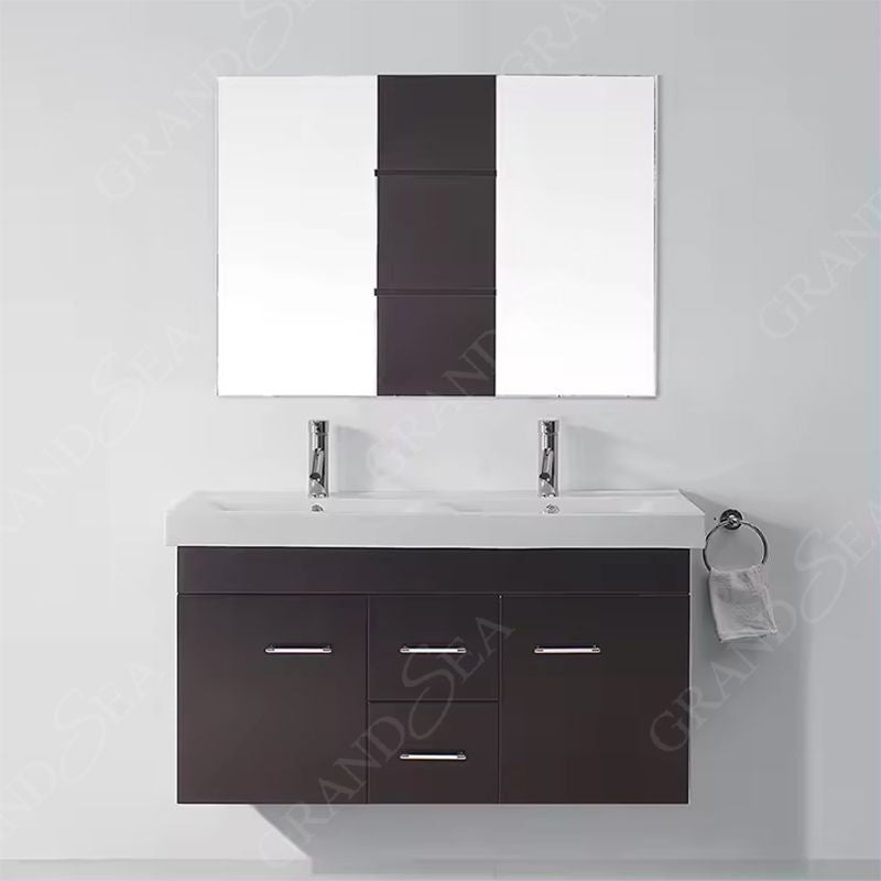 Home Use Luxury Gray Style Marble Top Single Sink Floating Bathroom Vanities for Sale