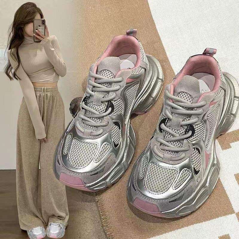 Women's Thick-Soled Height-Increasing Dad Sneakers20252023 Summer New Breathable Versatile Lightweight Sports Casual Shoes