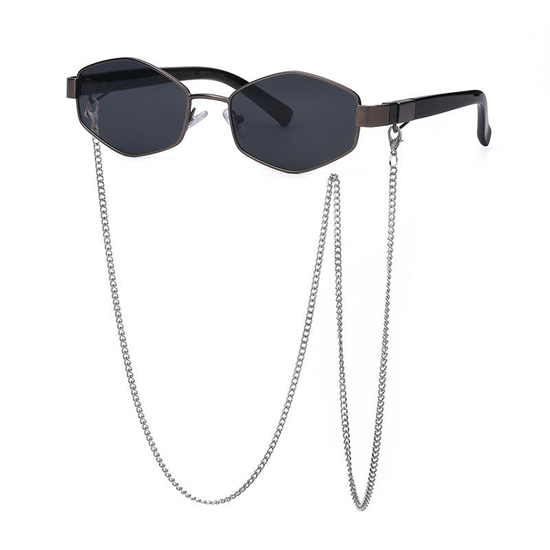 New Women's Sunglasses Fashion Chain Personality Round Frame Korean Style Sunglasses Wholesale Glasses sunglasses