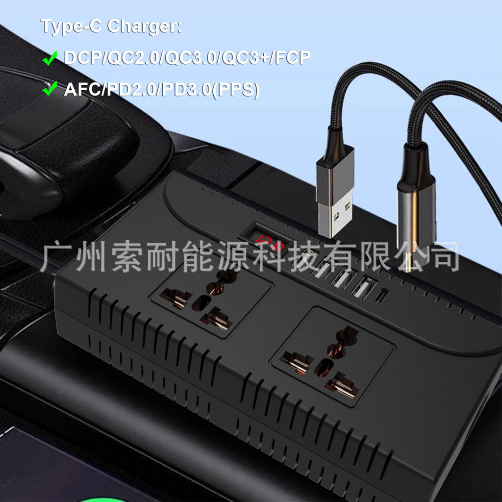Hot Selling Car Inverter150W 12V/24V Turn110V/220V 4个USB Mouth 1个Type-C