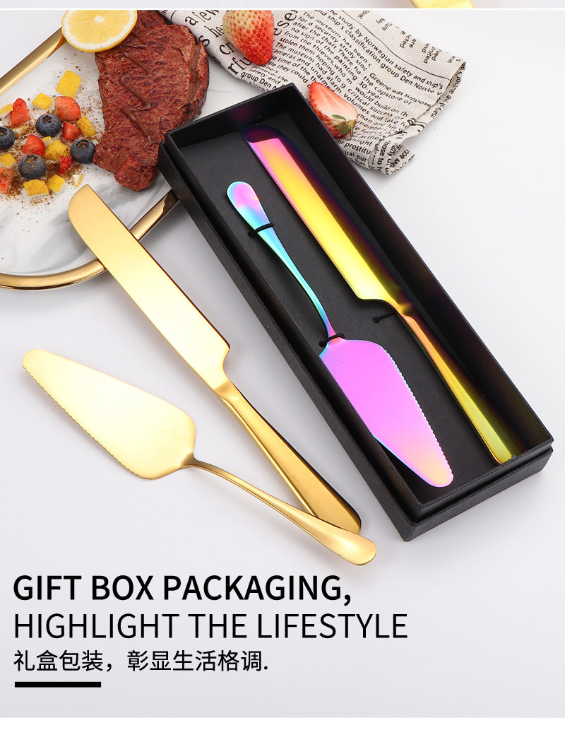 Stainless Steel Cake Knife and Spatula Set for Home Use gold Bread Knife and Spatula Restaurant Pizza Dessert Spatula Baking Utensils