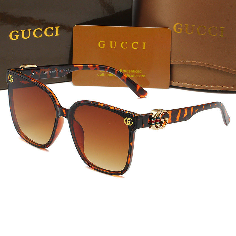 3716New Fashion Large Frame Sunglasses for Women Nylon Lens Sunglasses Internet Celebrity Street Style Face Slimming Driving Sunshade