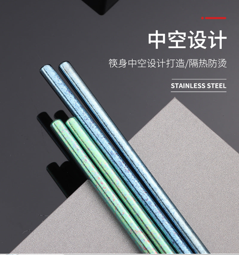 Pure Titanium Crystal Chopsticks for Home and Outdoor Use, Light Luxury Colorful Ice Flower Chopsticks23cm Half Square Chopsticks Restaurant Antibacterial Titanium Chopsticks