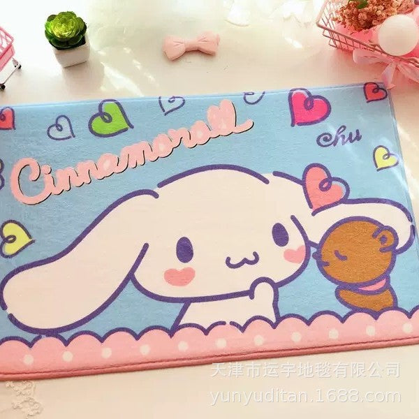 Flannel Mat Cartoon Kitty Bathroom Water Absorption Non-Slip Door Mat Pudding Dog Bathroom Mat Labeling and Dropshipping