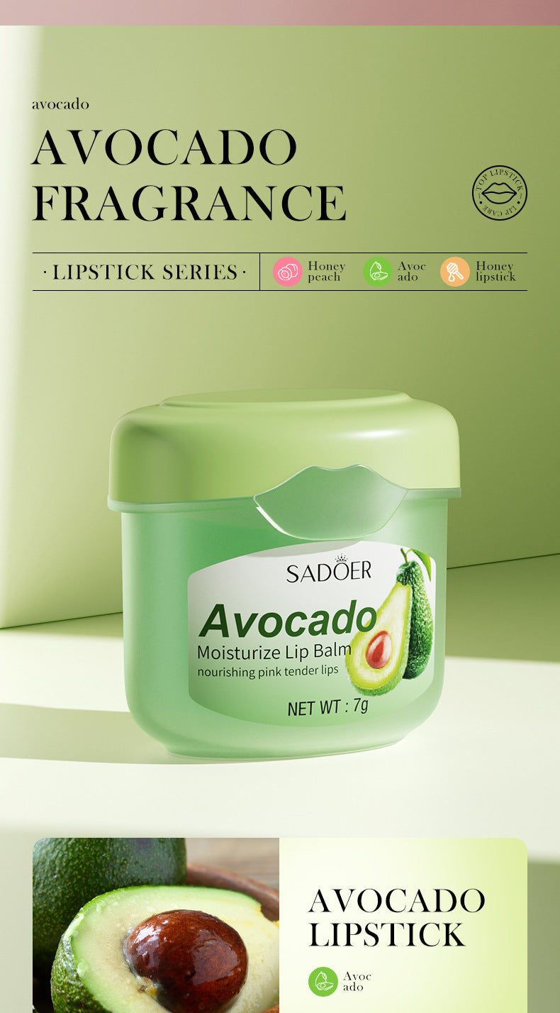 Lip Balm SADOER Honey Hydrating Avocado Anti-Dry Crack Peach Lip Mask  Wholesale
