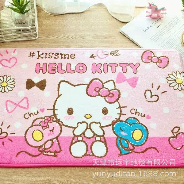 Flannel Mat Cartoon Kitty Bathroom Water Absorption Non-Slip Door Mat Pudding Dog Bathroom Mat Labeling and Dropshipping