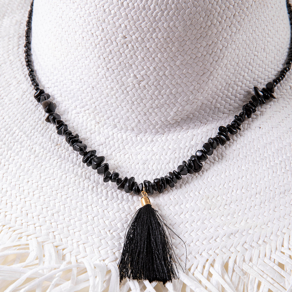 Simple Colorful Beaded Tassel y Chain Necklace Elegant Versatile Diamond-Studded Sweater Chain Jewelry