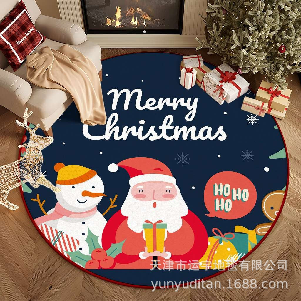 Christmas Carpet Round Living Room Mat Christmas Decoration Atmosphere Mat Christmas Tree Mat Labeling and Shipping